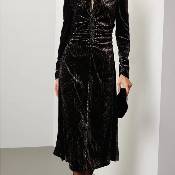 Sea New York Dresses & Skirts - Sea New York Delphine Midi Dress Women’s Sz L Black Velvet Long Sleeves Elegant
